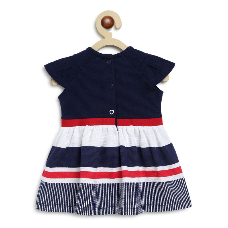 Girls Medium Blue Striped Short Sleeve Dress image number null